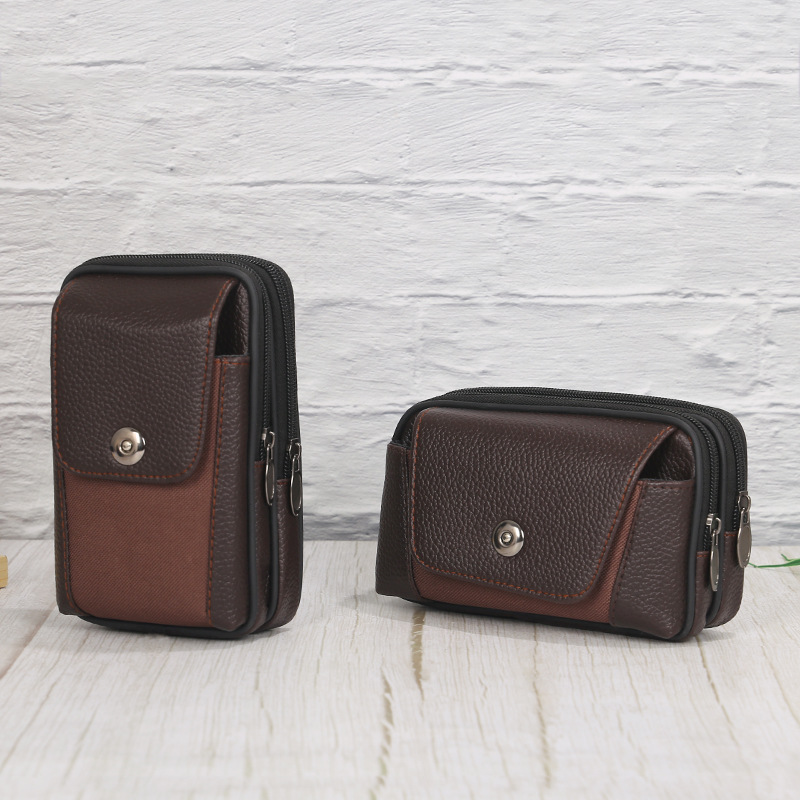 New Horizontal Vertical Mobile Phone Bag Men's Multi-Functional Leather Belt Mobile Phone Set Creative Mobile Phone Bag Gift Customization