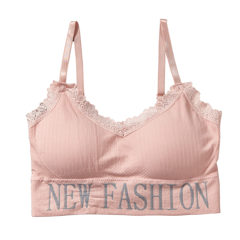 New fashion English letter lace adjustable shoulder strap beautiful back wrap chest wear yoga gathering strap chest cushion underwear for women Item Picture
