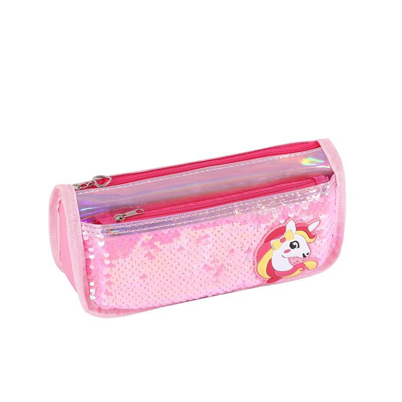 Korean minimalist canvas unicorn pencil case, a girl's fresh and portable large-capacity stationery bag, student pencil case Item Picture