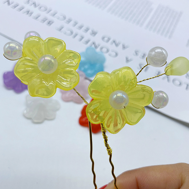 diy simple handcrafted ancient-style headwear and hairpin accessories factory direct sales acrylic jelly petal accessories Specification image