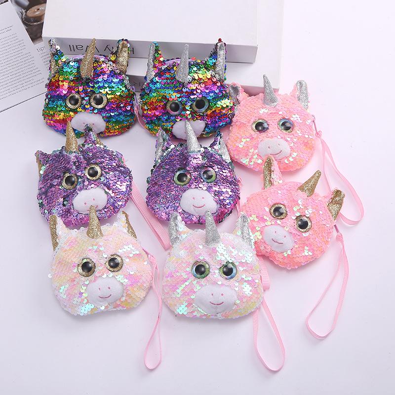 Children's coin purse, Mermaid, Unicorn, sequined flap, big eye storage bag, hand-held small card case