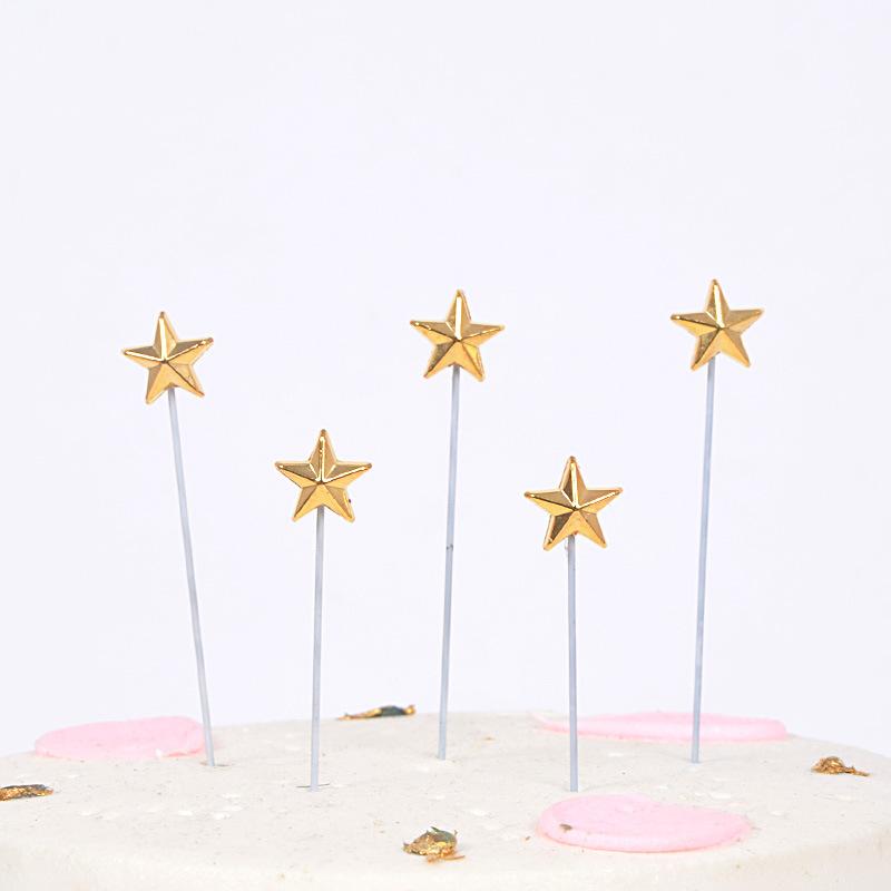 节日用品批发网红创意铂金小星星蛋糕装饰插牌百搭生日蛋糕装饰插牌 5个装详情图6