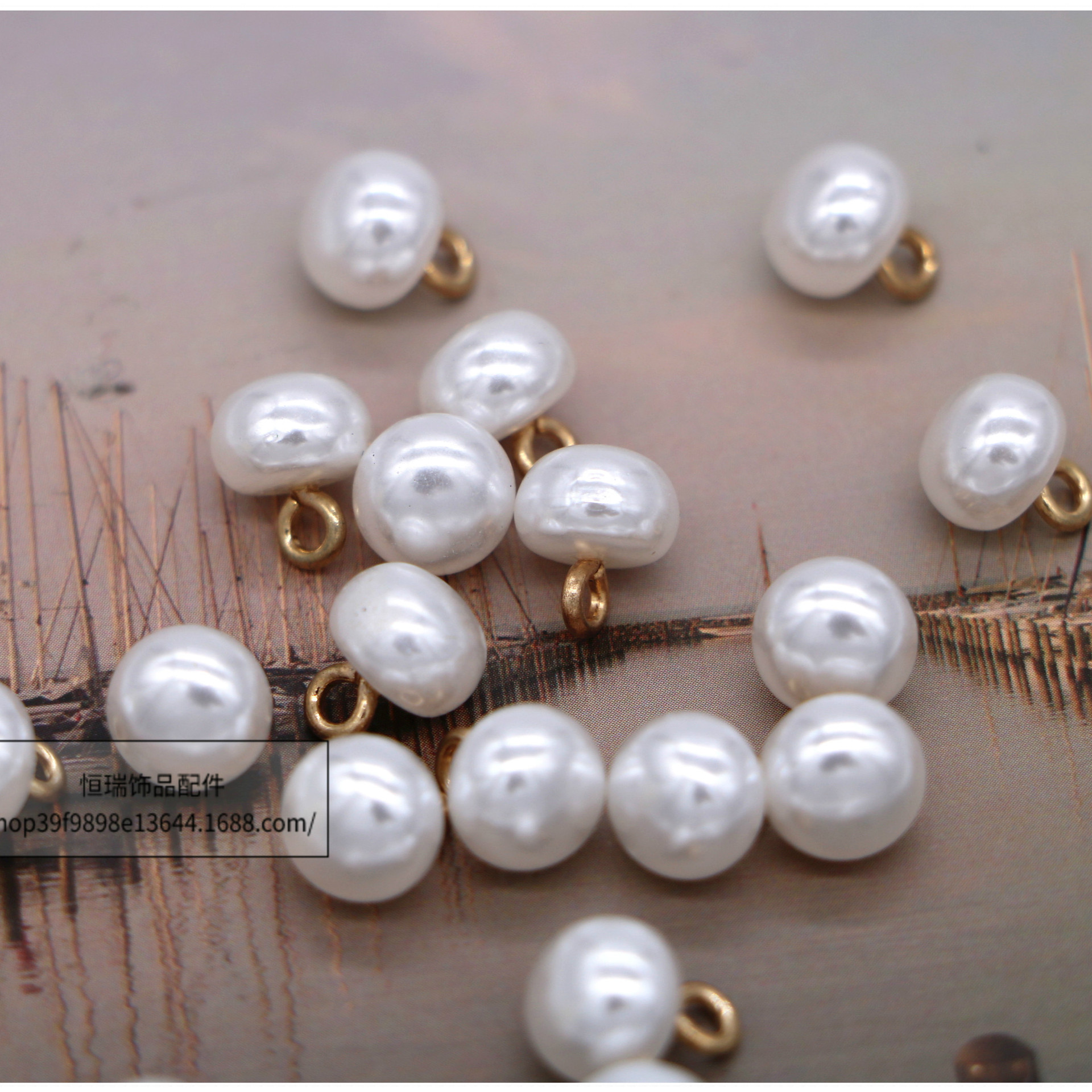 8/10/12馒头珠纽扣高亮仿珍珠羊眼针单吊DIY材料耳坠吊坠饰品配件