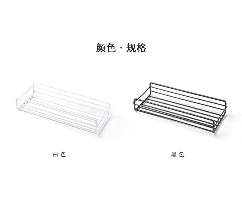 厂家直销无痕铁艺方形黑色置物架强力免打孔不伤墙面文艺风置物架白底实物图