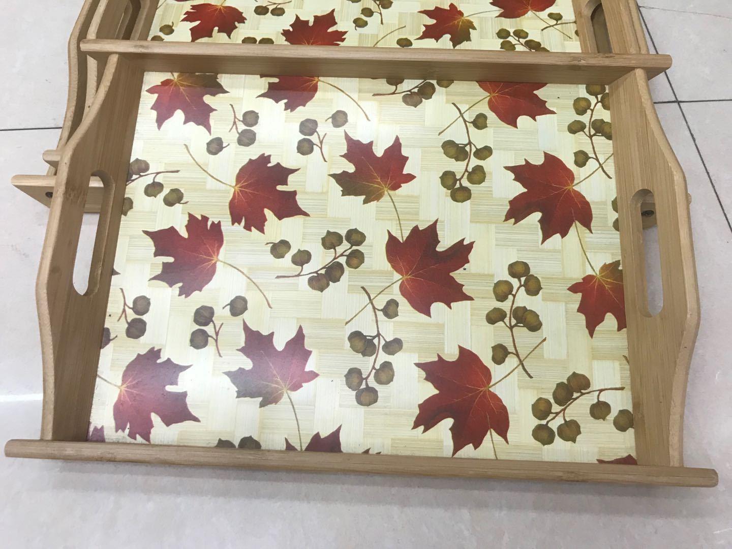 Jiehao Bamboo Distillery tray, restaurant plate, fruit plate, household three-piece set, angled double-ear tray details Picture