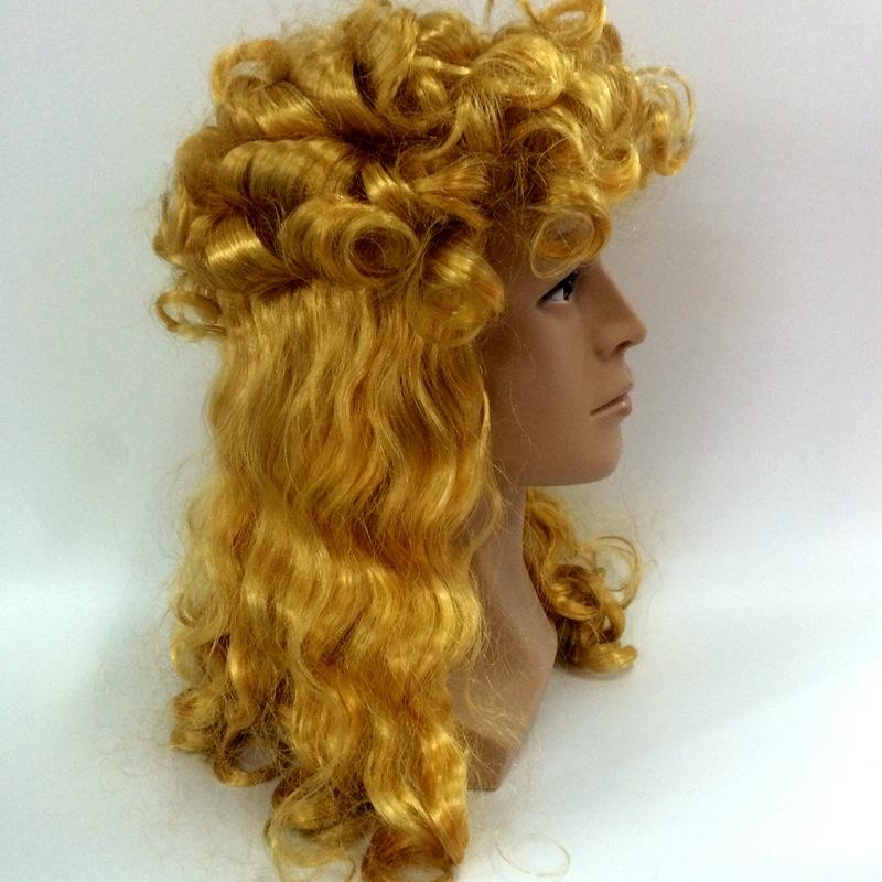 Men's mid-length curly hair coverings, single-color men's wigs, male singers, celebrities, star performances, performance wigs, hair coverings Specification image