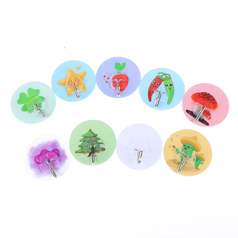 Factory direct sales: 6.5 cm removable rubber pattern hook, washable and reusable without deformation, strong adhesive hook Item Picture