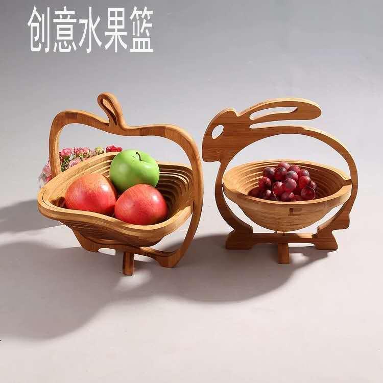 New bamboo fruit basket, folding fruit basket, fashionable and creative bamboo basket, fruit basin, bamboo and wood craftsmanship Item Picture