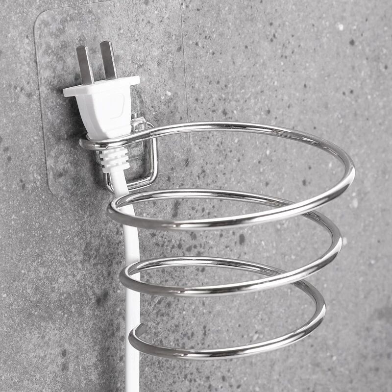 Seamless stainless steel small hair dryer stand, no need for drilling, wall-mounted hair dryer stand, household nail-free strong adhesive, bathroom Specification drawing