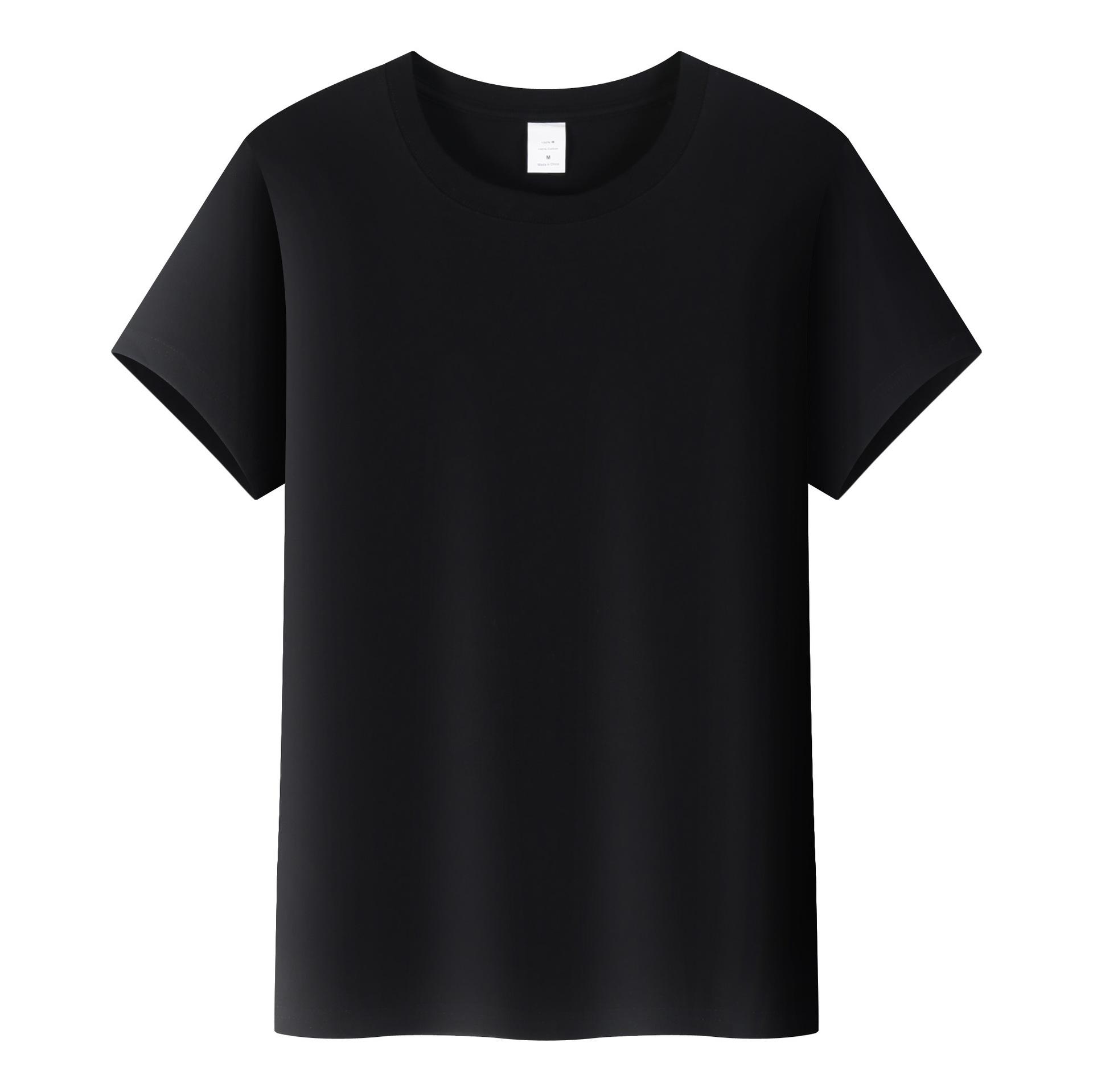 夏季男圆领短袖纯棉白t恤 diy空白文化衫男士广告衫定做logo班服产品图