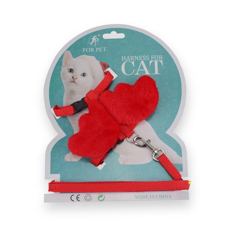 Cat Supplies Cat Leash Nylon webbing adjustable cat strap Walking cat leash Angel cat back leash undefined