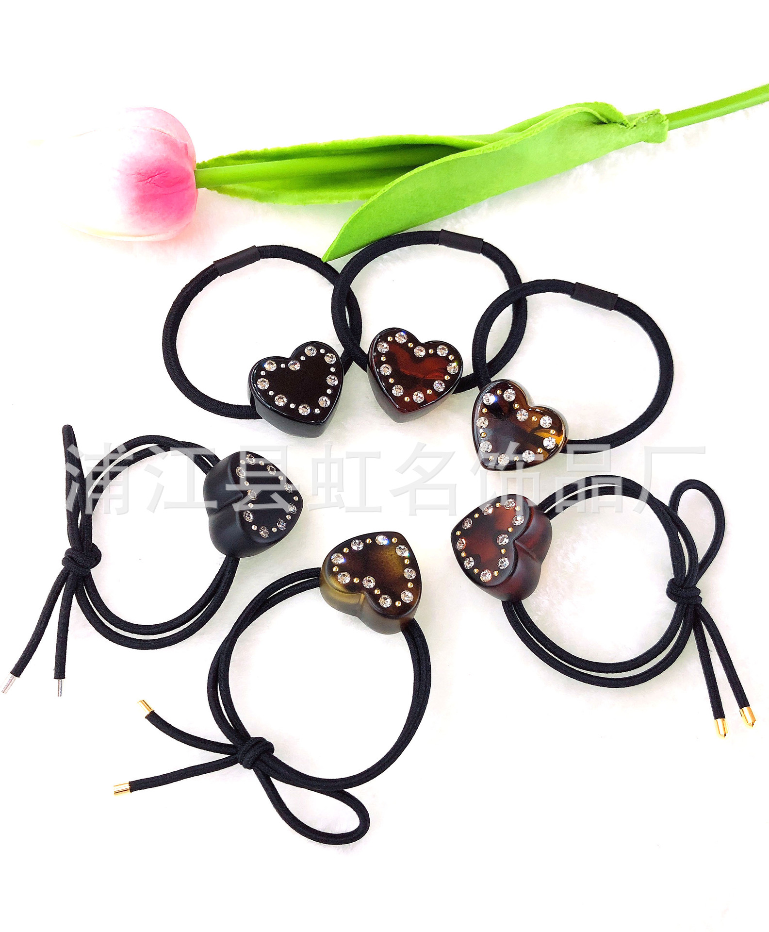 Manufacturers direct hair band female Korean version cute simple hair network red love diamond encruffled high-grade rubber band scrunch thumbnail