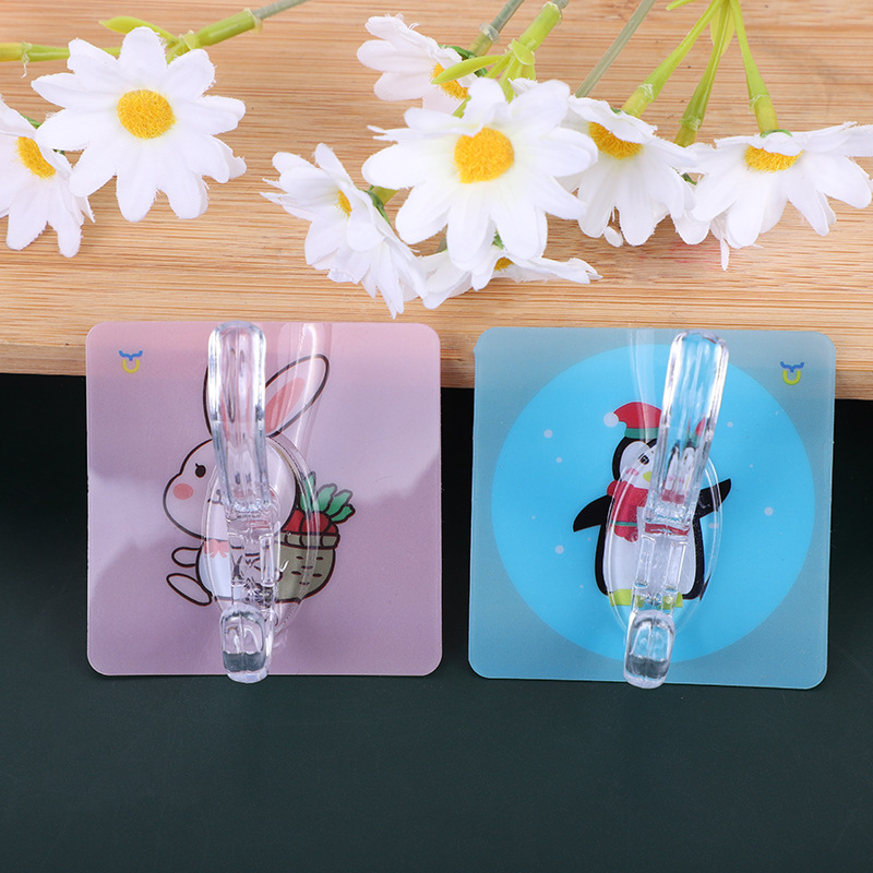 6.5 Nordic pattern color coat hook, seamless bathroom adhesive hook, double hook for coats and hats, no need for drilling at the back of the door, strong adhesive hook details Picture