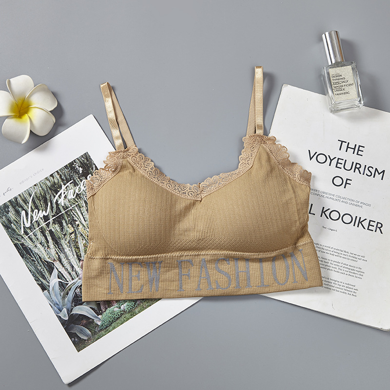 New fashion English letter lace adjustable shoulder strap beautiful back wrap chest wear yoga gathering strap chest cushion underwear for women undefined