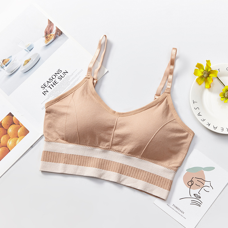 New seamless mid-length beauty back-wrapped chest thread sports anti-glare underwear women's vest adjustable shoulder strap bra undefined