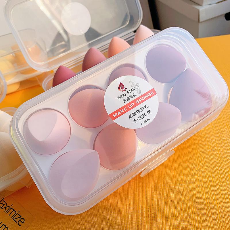 Makeup egg sponge egg powder puff don't eat powder air cushion super soft makeup egg storage box dry and wet makeup tool Specification drawing