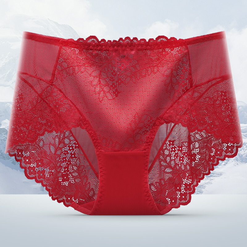 Sexy lace lace breathable and seamless women's briefs, semi-transparent mid-waist women's underwear manufacturer wholesale undefined