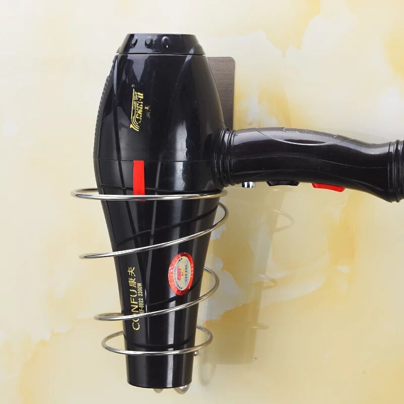 Factory direct sales of seamless stainless steel large hair dryer stand, no need for drilling, strong wall-mounted bathroom hair dryer cylinder base full figure