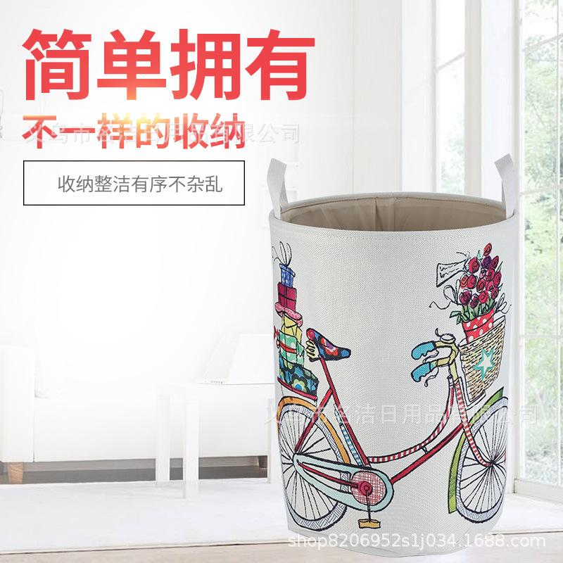Full-color printed cartoon polyester-cotton thickened laundry bucket, laundry basket, dirty clothes basket, storage basket, sundries basket. Customized according to samples from the manufacturer Application Scenario