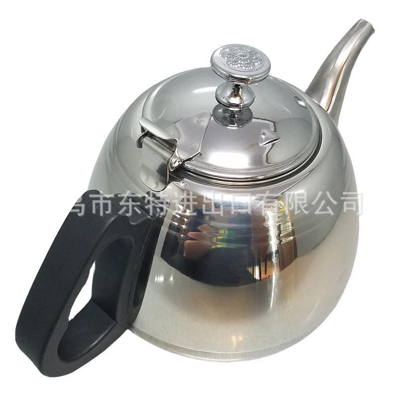 厂家直销不锈钢水壶带漏茶壶家用电磁炉平底热水壶高档礼品壶白底实物图