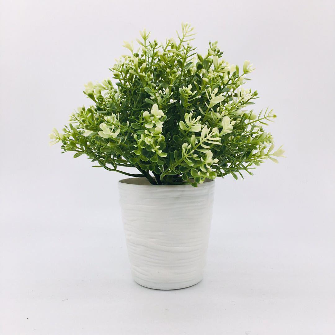 The manufacturer supplies green plant simulation flowerpots with faux bark patterns, plastic weighted flowerpots with foam Item Picture