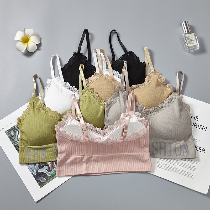 New fashion English letter lace adjustable shoulder strap beautiful back wrap chest wear yoga gathering strap chest cushion underwear for women