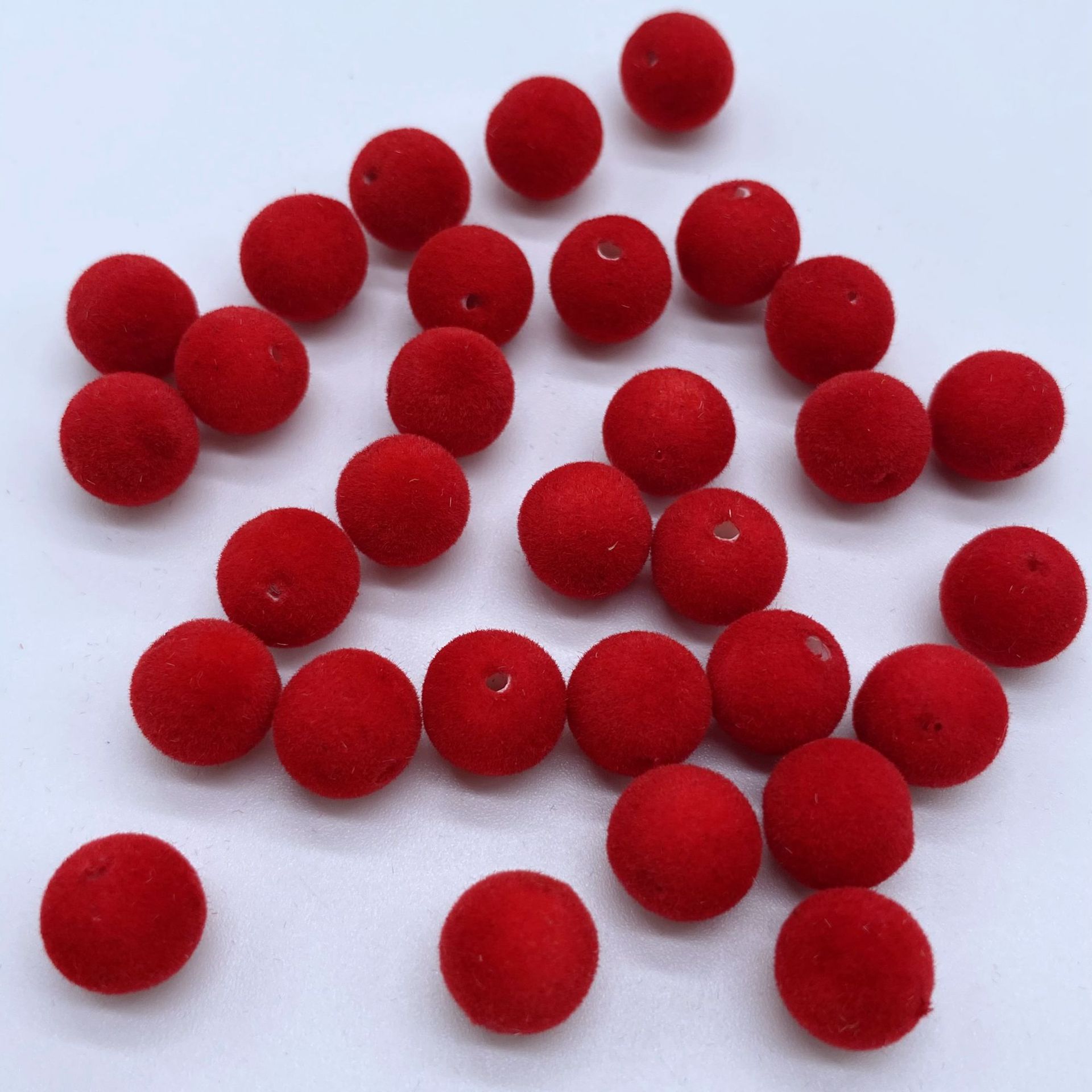 Factory direct sales of acrylic through-hole flocked round beads for diy matching and making earrings, bags, accessories and beading materials undefined