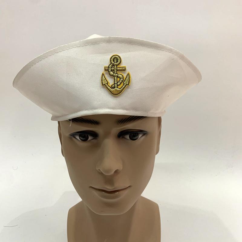 Qianfang Festival wig hat, white sailor anchor icon hat, cosplay Marine sailor professional hat 3332