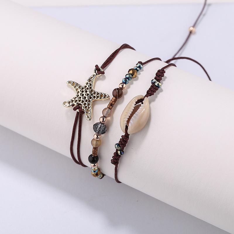 2020 Cross-border new Bohemian ethnic wind beach shell starfish pendant braided rope bracelet bracelet hand string thumbnail
