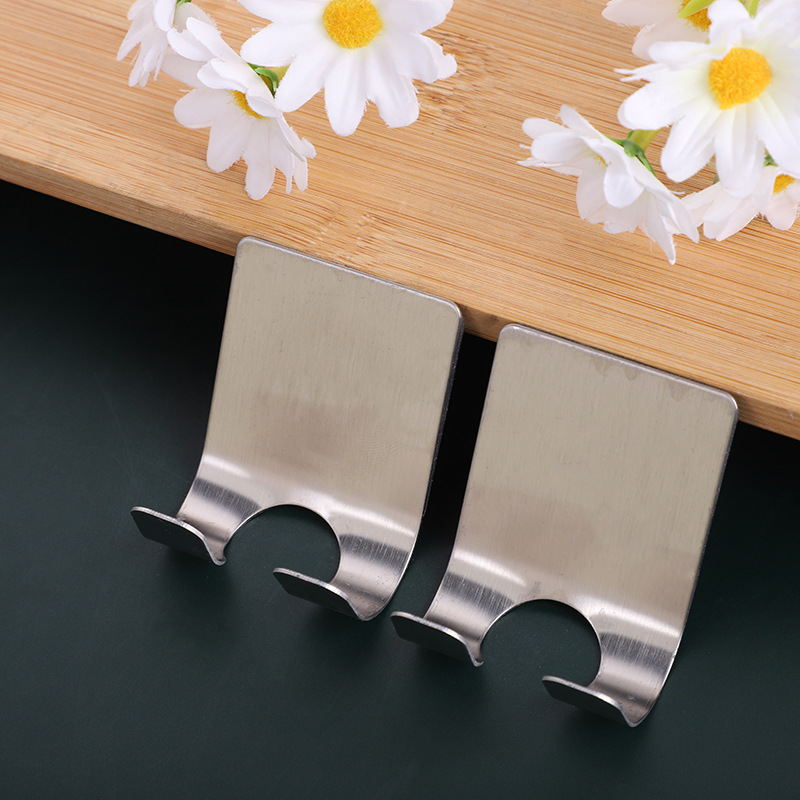 Double hook seamless adhesive razor stand factory direct sales, metal stainless steel adhesive hook wall, bathroom waterproof, seamless details Picture