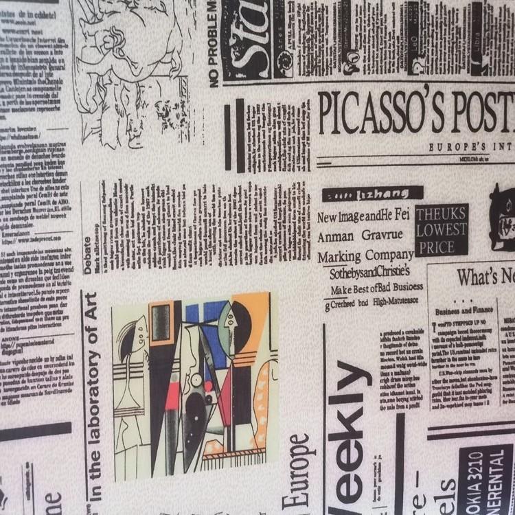The color tin printing series of printed newspapers are in stock and widely applicable to the outer packaging fabrics of bags, cosmetic bags, handbags, etc Item Picture