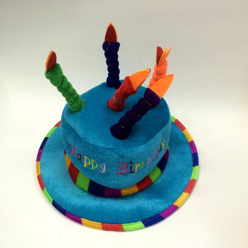 Qianfang Festival Wig hat, 5 candles, blue birthday hat, happy birthday Boy cake hat, Festival hat 2543 Application Scenario