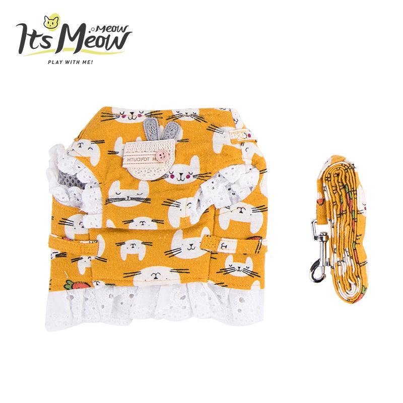 Pet supplies, pet supplies, lace brushed kitten clothes, anti-escape for walking cats, vest style, special cat leash for cats, sent on delivery