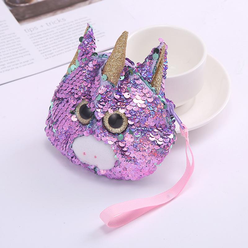 Children's coin purse, Mermaid, Unicorn, sequined flap, big eye storage bag, hand-held small card case undefined