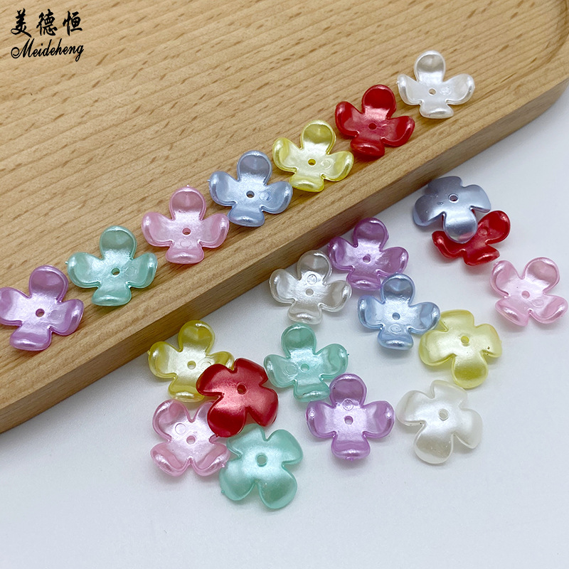 厂家直销ABS仿珍珠珠光效果的小四瓣花颜色光泽感十足 diy制作古风发簪配件