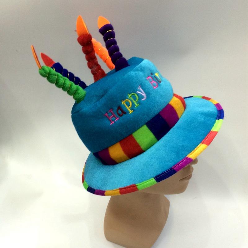 Qianfang Festival Wig hat, 5 candles, blue birthday hat, happy birthday Boy cake hat, Festival hat 2543 details Picture
