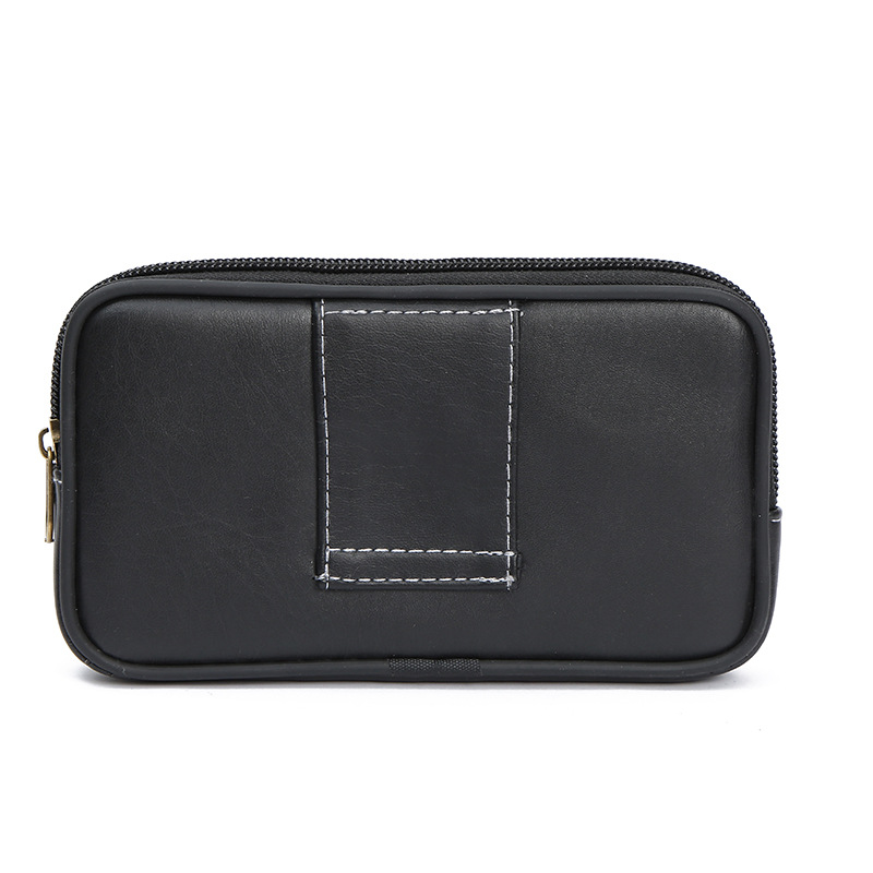 New Selling Male Casual Elephant Pattern Single Buckle Waist Pack Single Buckle Ultra-Thin Leather Mobile Phone Bag With Zipper Application Scenario