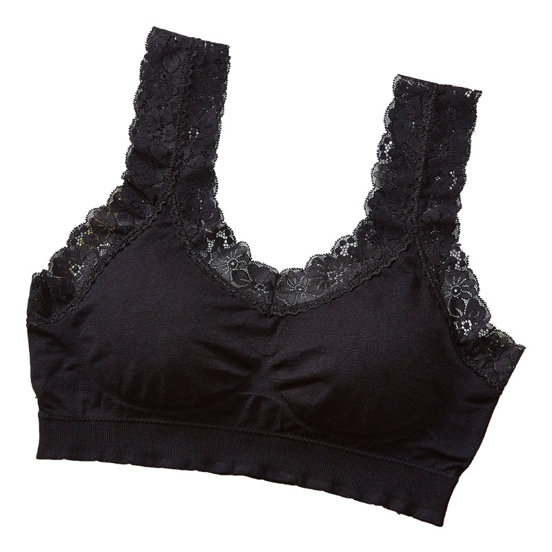 The popular lace queen with wide shoulder straps, pure cotton lining, beautiful back wrap around the chest, no steel rings to prevent exposure, sporty yoga strapless Item Picture