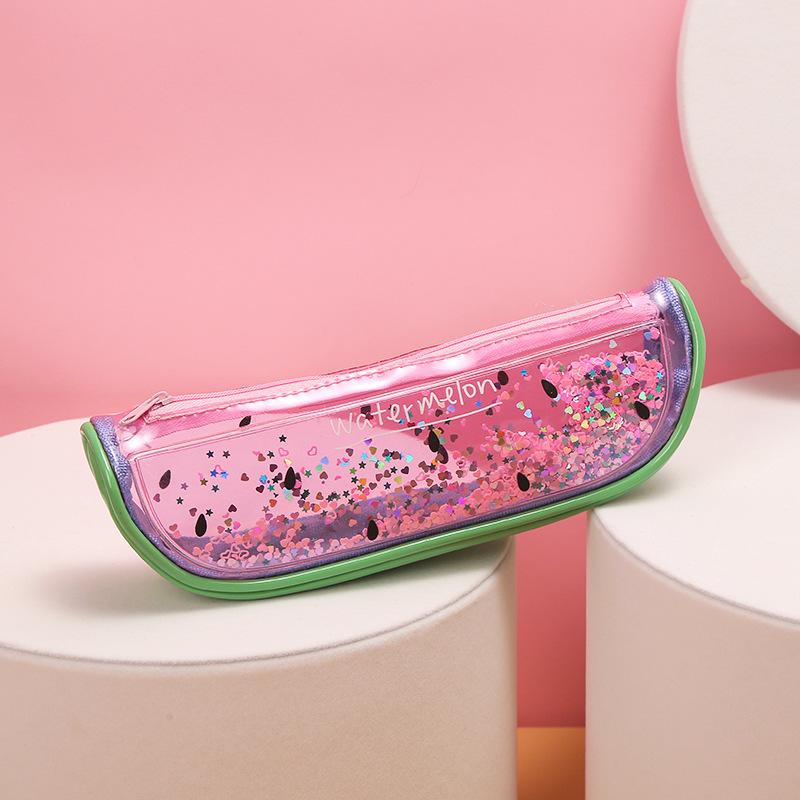 Korean version rainbow Fruit flowing sand student pencil case, iridescent summer new storage box, children and girls' storage pencil case undefined