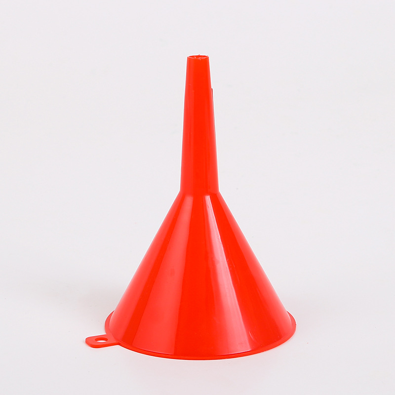 Flat-mouth funnel, thickened large-diameter 4-piece set, household filter, red plastic wholesale details Picture