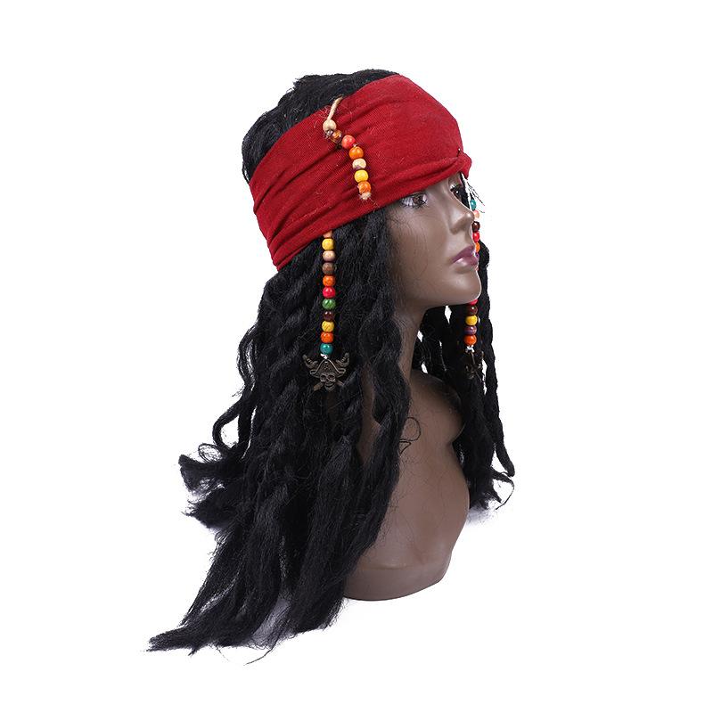 Captain Jack Sparrow, a pirate, wore a wig for both men and women, with decorative wooden beads and dreadlocks. He performed a wig and a wig Item Picture