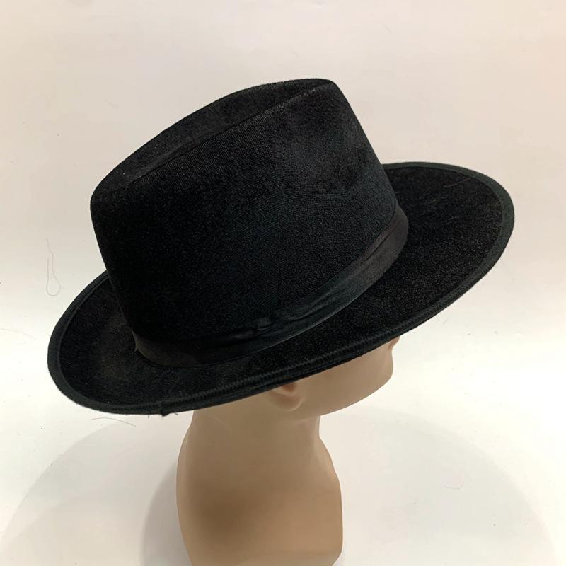 Velvet composite EVA top hats for export, custom-made jazz top hats of various materials, black men's formal hats details Picture