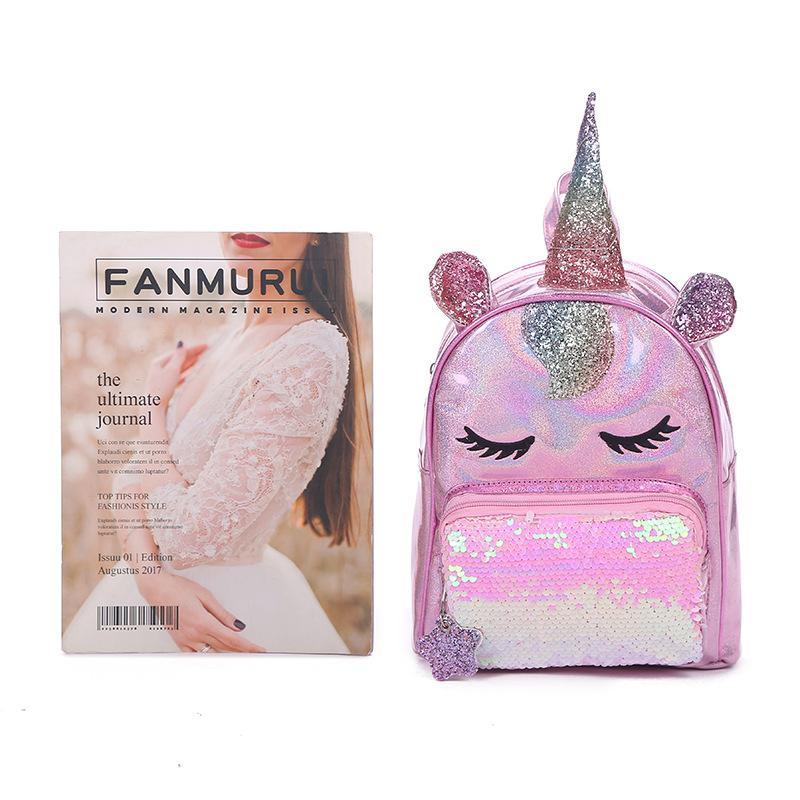 Nueva mujer laser sirena lentejuelas mochila Unicorn unicorn mochila escolar niños mochila Item Picture