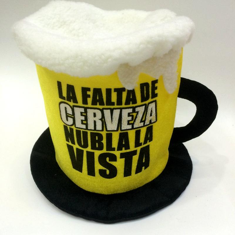 LA FALTA DE CERVEZA NUBLALA VISTA Printed Beer mug cap Spanish Oktoberfest cap details Picture