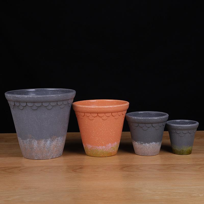 北欧简约创意密胺做旧多肉现代家用加厚个性塑料小花盆 厂家现货细节图