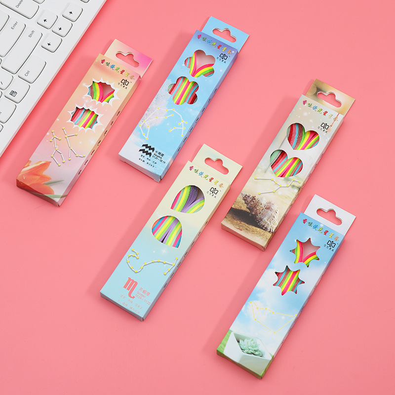 批发儿童DIY200条手工星星折纸 盒装糖果彩色荧光香味星星折纸条