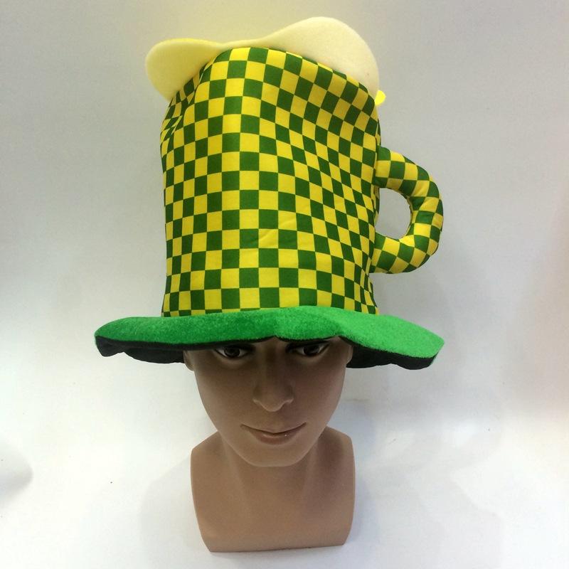 Qianfang Festival Wig hat, Brazilian yellowish-green beer mug hat, Beer Festival hat, Carnival Party Drinking Festival hat 2113