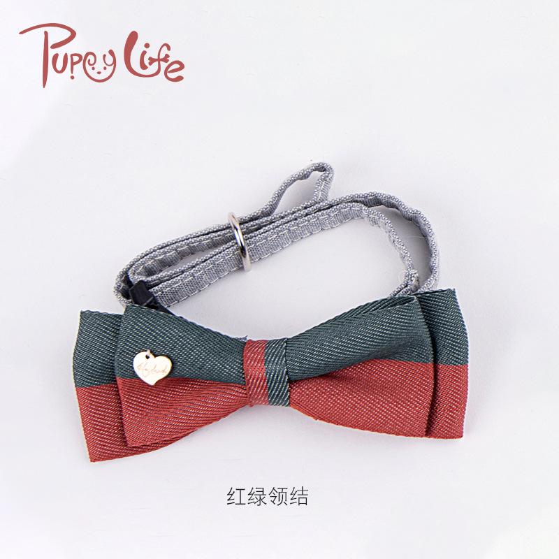 Wholesale of adjustable butterfly bow ties for cats, two-color combination, cute dog collars and dog neck rings, one-piece consignment undefined