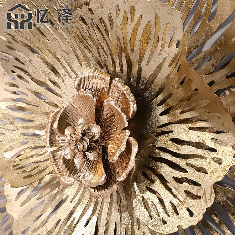 新中式立体牡丹花铁艺墙面装饰 厂家直销现代金属软装背景墙挂件细节图