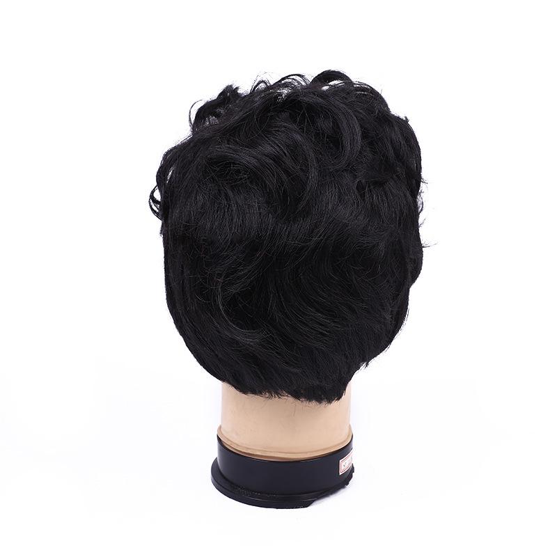 Factory direct sales of men's fluffy and fashionable short wigs for performance, export trade and wholesale of black male model prop wigs Application Scenario